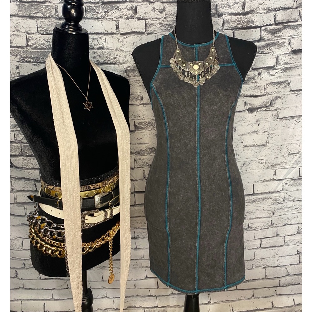 Xs “extra small” intimately free people gray and teal mini dress 👗